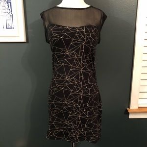 Forever 21 Sz L Black Geometric Mini Bodycon Dress
